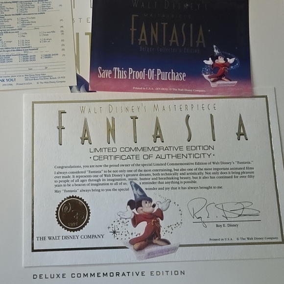 Fantasia Deluxe Collector's Box Set 1991 VHS/CD, Commemorative Lithograph & Book - Picture 11 of 11